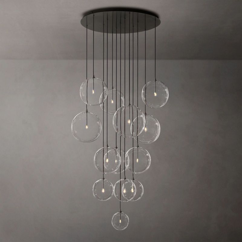Glass Globe Mobile Cluster Living Room Chandelier 44"