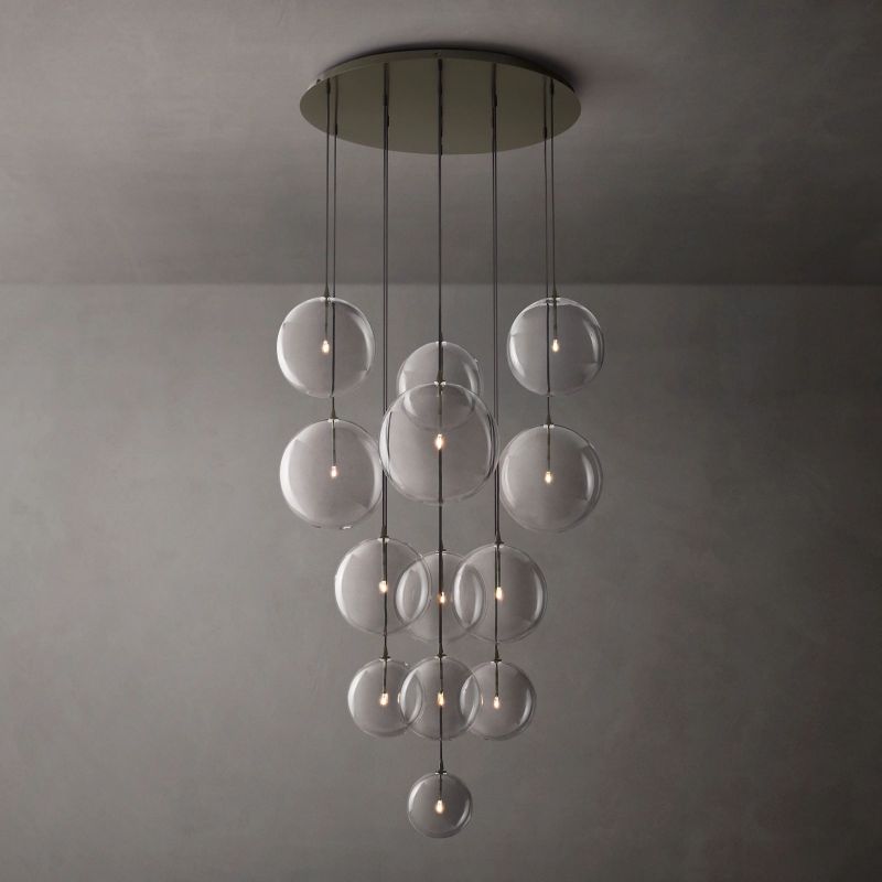 Glass Globe Mobile Cluster Living Room Chandelier 44"