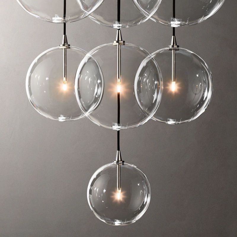 Glass Globe Mobile Cluster Living Room Chandelier 44"