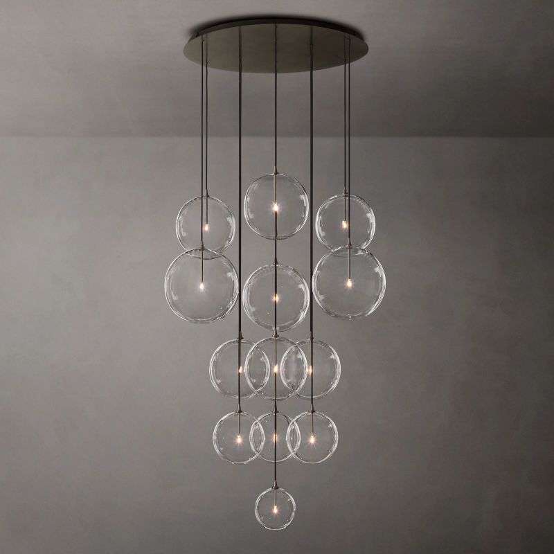 Glass Globe Mobile Cluster Living Room Chandelier 44"