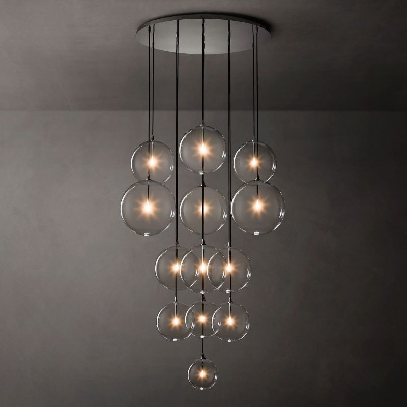 Glass Globe Mobile Cluster Living Room Chandelier 44"