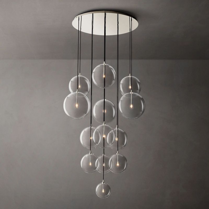 Glass Globe Mobile Cluster Living Room Chandelier 44"
