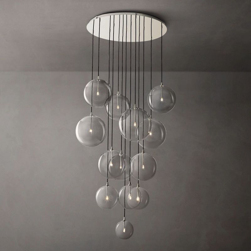Glass Globe Mobile Cluster Living Room Chandelier 44"
