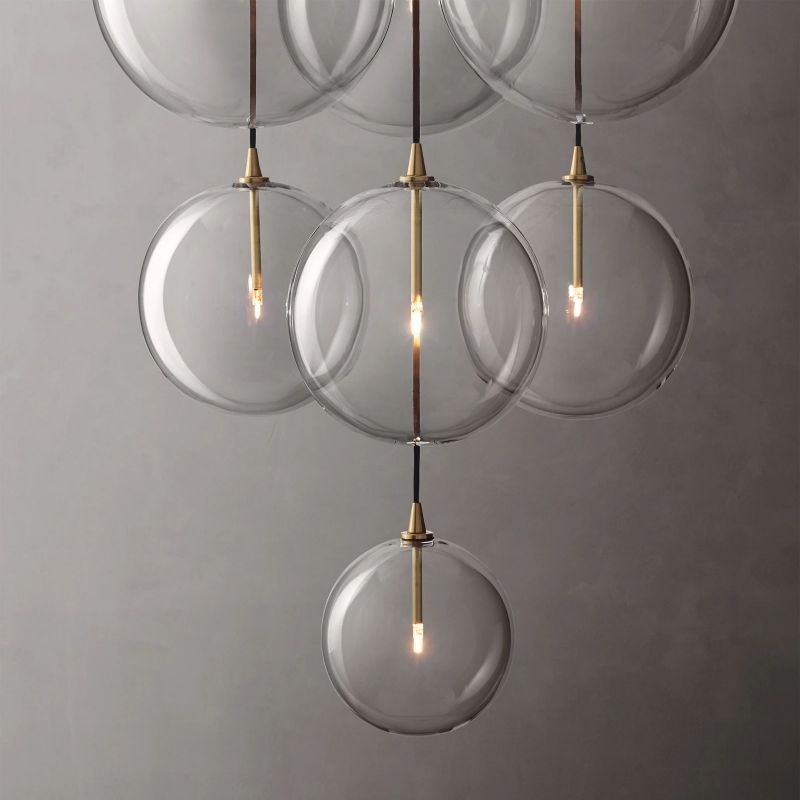 Glass Globe Mobile Cluster Living Room Chandelier 44"
