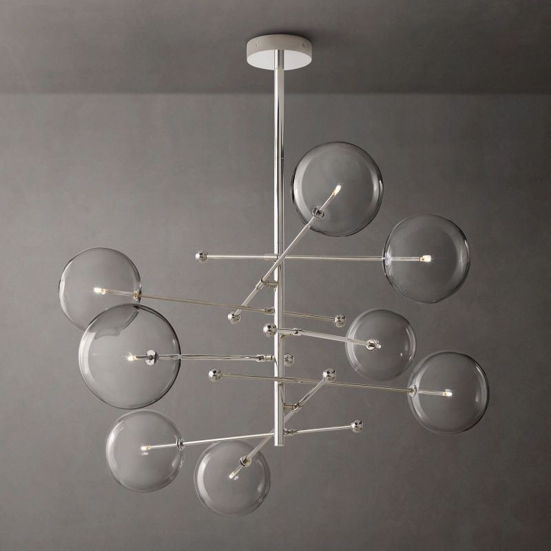 Glass Globe Mobile Eight-arm Living Room Chandelier 79"