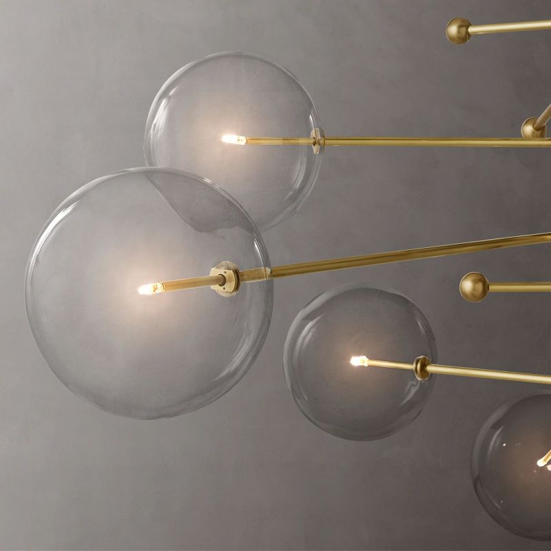 Glass Globe Mobile Eight-arm Living Room Chandelier 79"