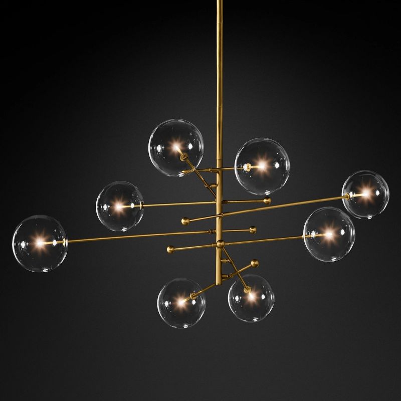 Glass Globe Mobile Eight-arm Living Room Chandelier 79"