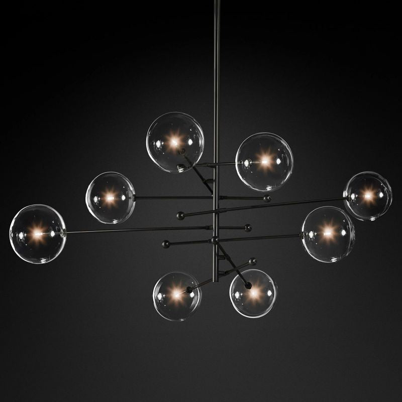 Glass Globe Mobile Eight-arm Living Room Chandelier 79"