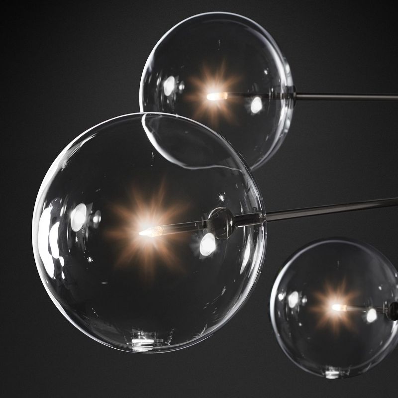 Glass Globe Mobile Eight-arm Living Room Chandelier 79"