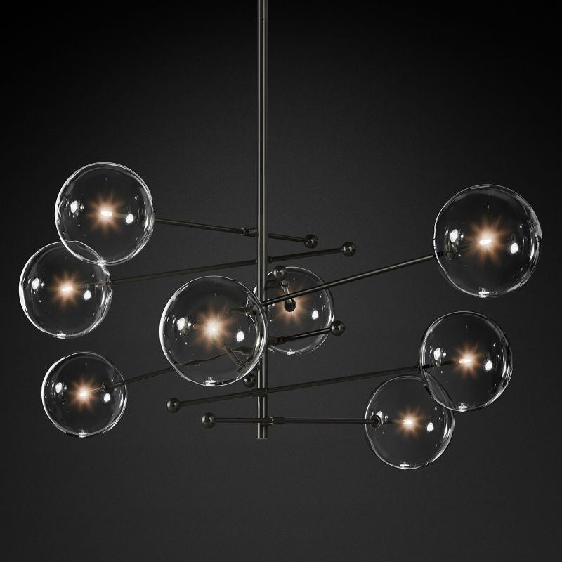 Glass Globe Mobile Eight-arm Living Room Chandelier 79"