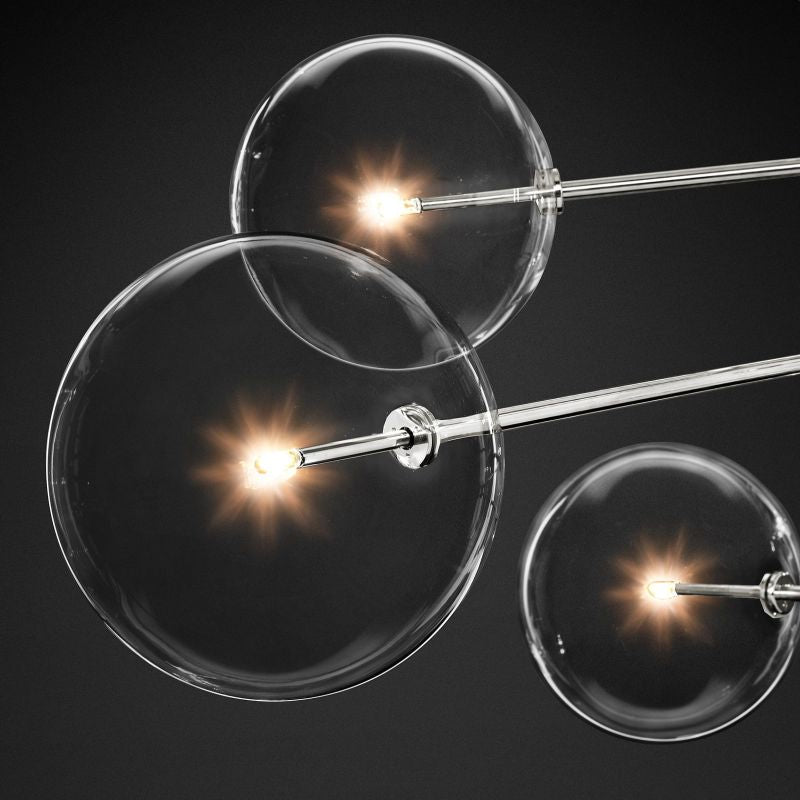 Glass Globe Mobile Eight-arm Living Room Chandelier 79"