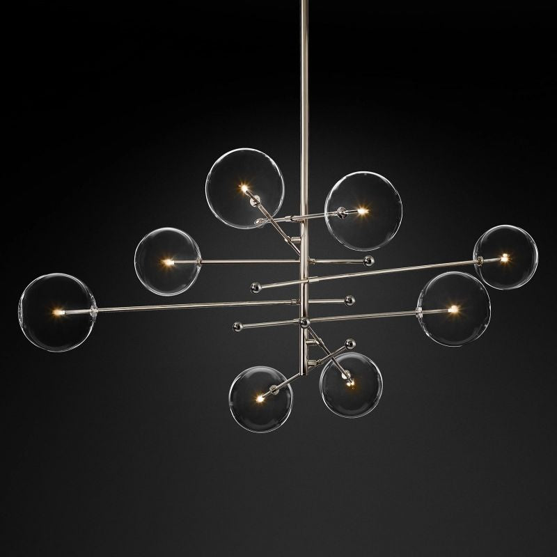 Glass Globe Mobile Eight-arm Living Room Chandelier 79"