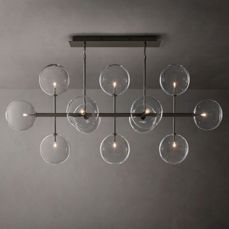 Glass Globe Mobile Linear Living Room Chandelier 58"