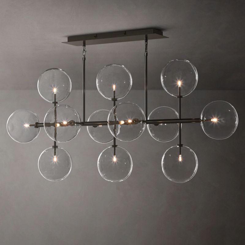 Glass Globe Mobile Linear Living Room Chandelier 58"