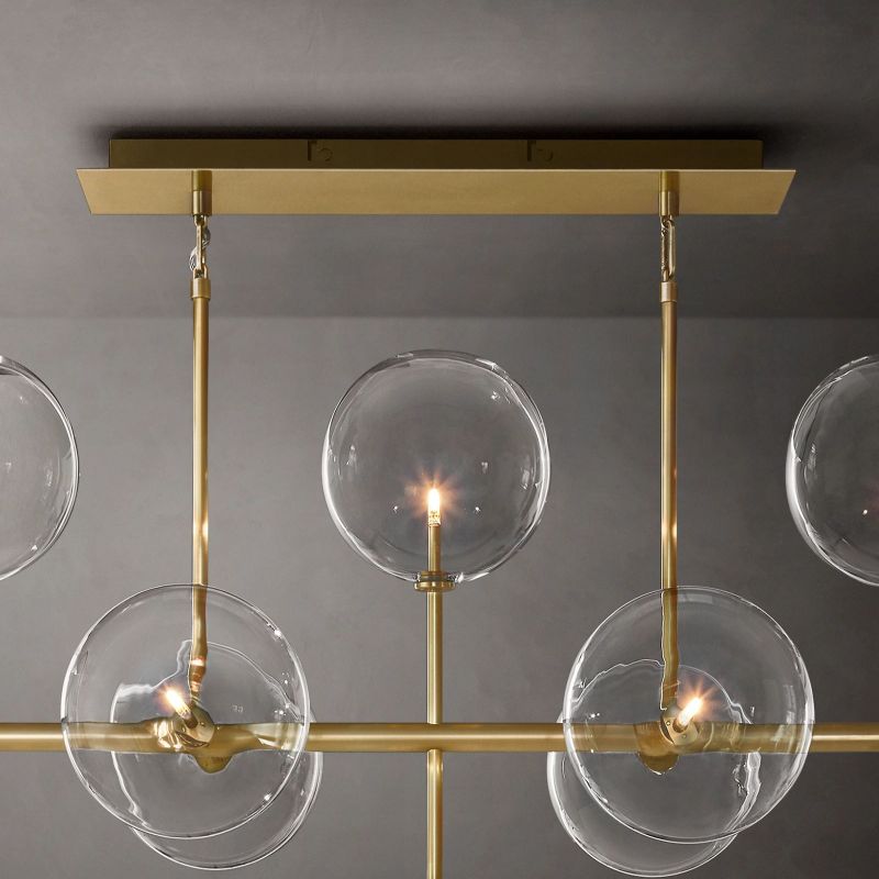 Glass Globe Mobile Linear Living Room Chandelier 58"