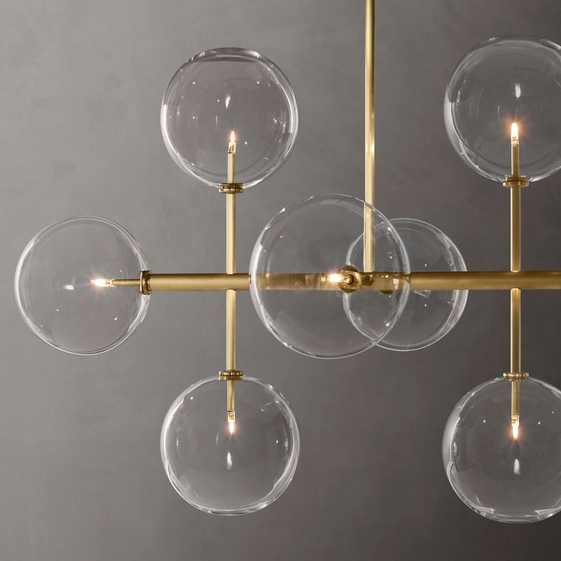 Glass Globe Mobile Linear Living Room Chandelier 58"