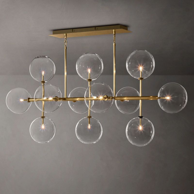 Glass Globe Mobile Linear Living Room Chandelier 58"