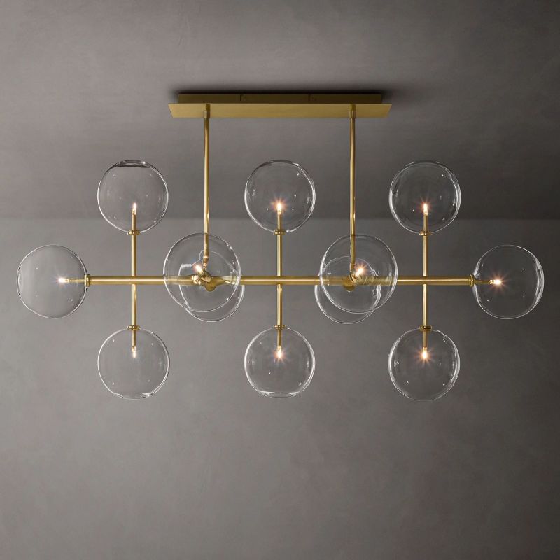 Glass Globe Mobile Linear Living Room Chandelier 58"