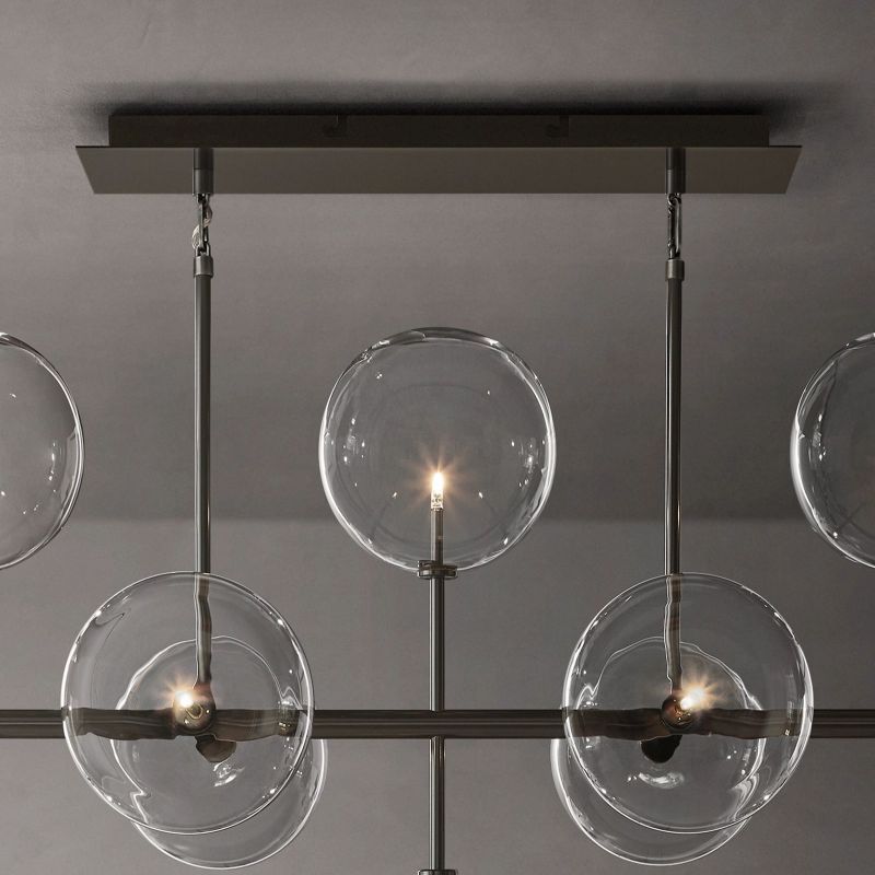 Glass Globe Mobile Linear Living Room Chandelier 58"