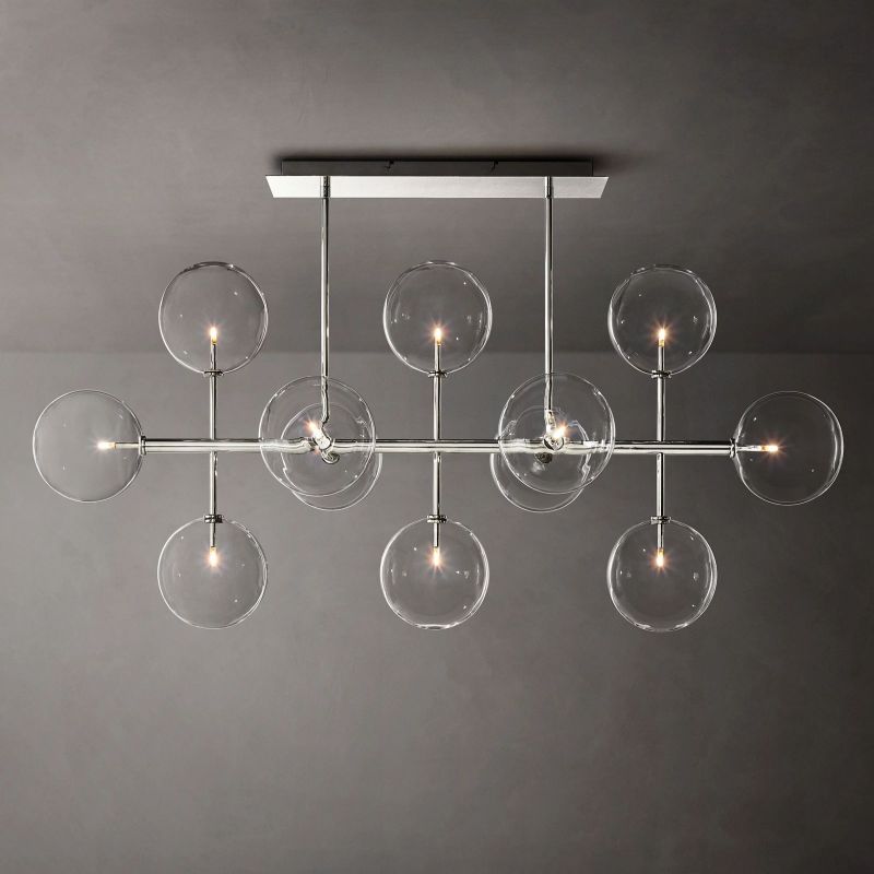 Glass Globe Mobile Linear Living Room Chandelier 58"