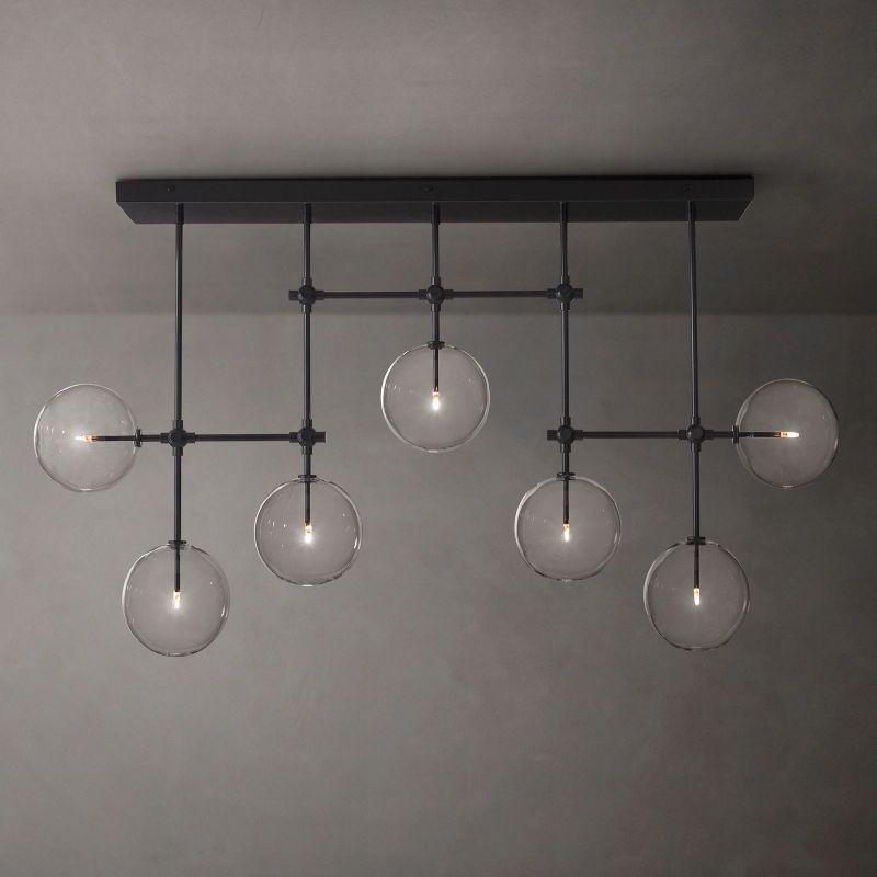 Glass Globe Mobile Linear Living Room Chandelier 60"