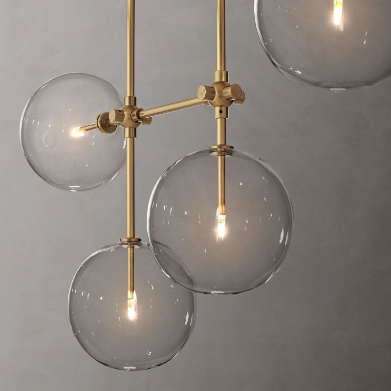 Glass Globe Mobile Linear Living Room Chandelier 60"