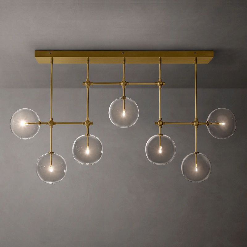 Glass Globe Mobile Linear Living Room Chandelier 60"