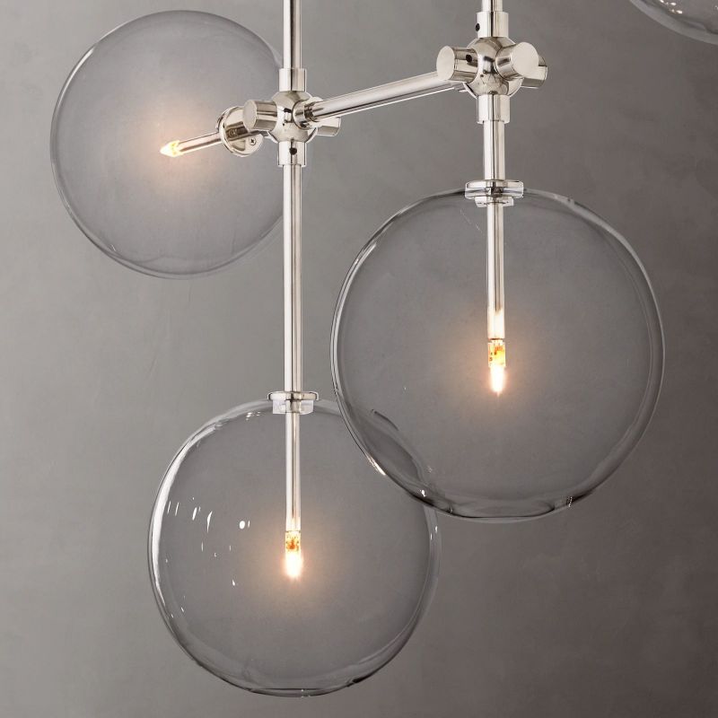 Glass Globe Mobile Linear Living Room Chandelier 60"
