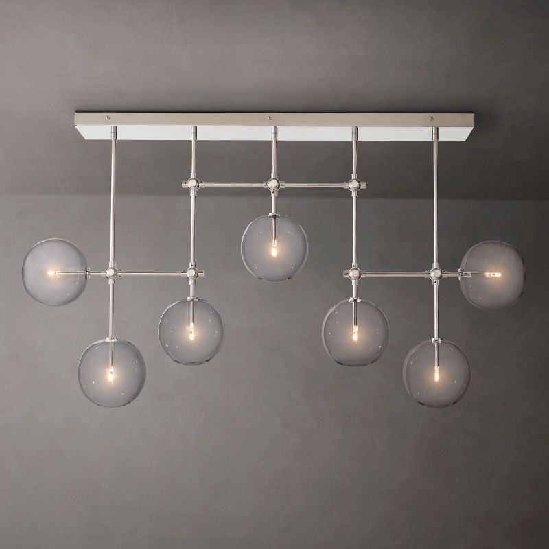 Glass Globe Mobile Linear Living Room Chandelier 60"
