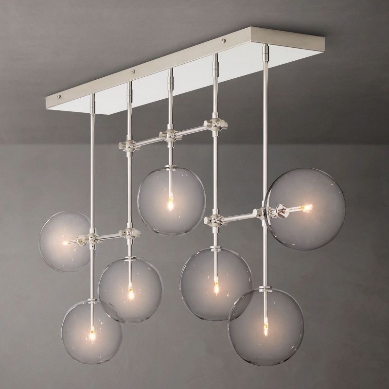 Glass Globe Mobile Linear Living Room Chandelier 60"