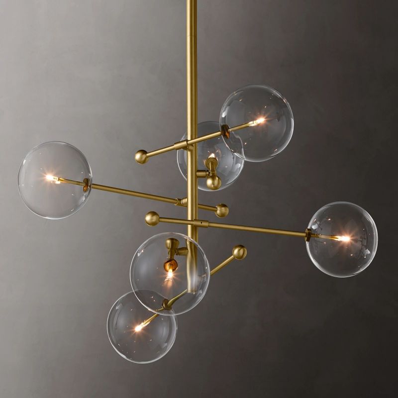 Glass Globe Mobile Six-arm Living Room Chandelier 40"