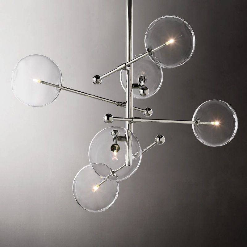 Glass Globe Mobile Six-arm Living Room Chandelier 40"