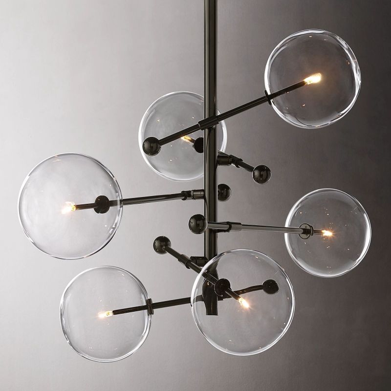 Glass Globe Mobile Six-arm Living Room Chandelier 40"