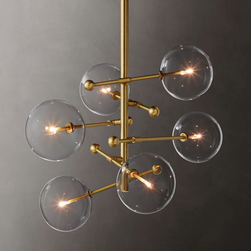Glass Globe Mobile Six-arm Living Room Chandelier 40"