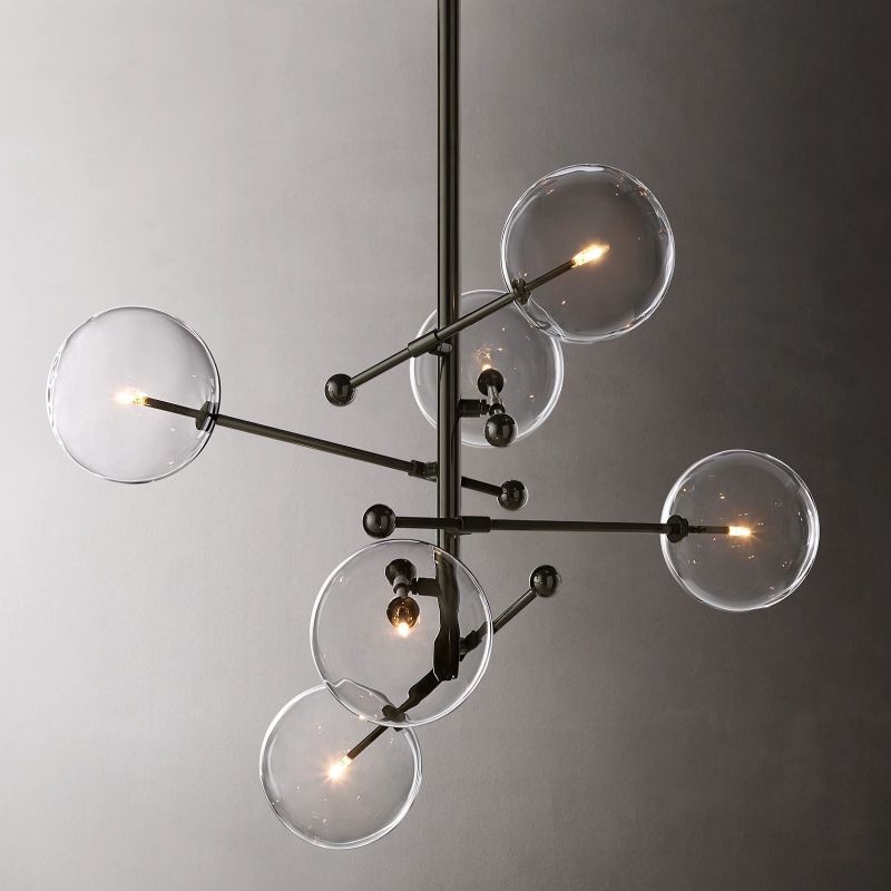 Glass Globe Mobile Six-arm Living Room Chandelier 40"