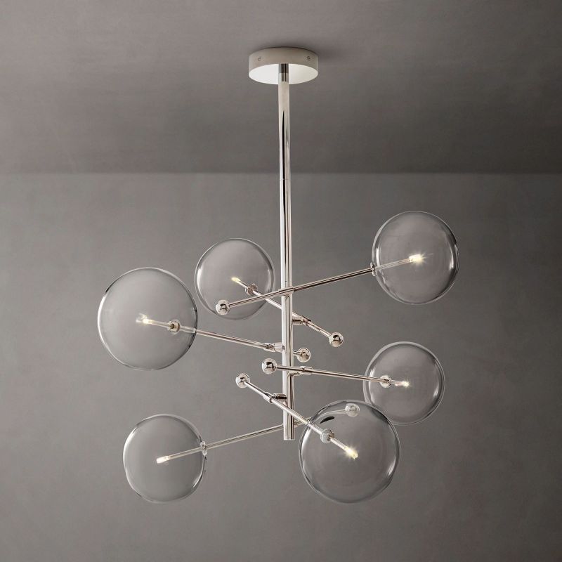 Glass Globe Mobile Six-arm Living Room Chandelier 55"