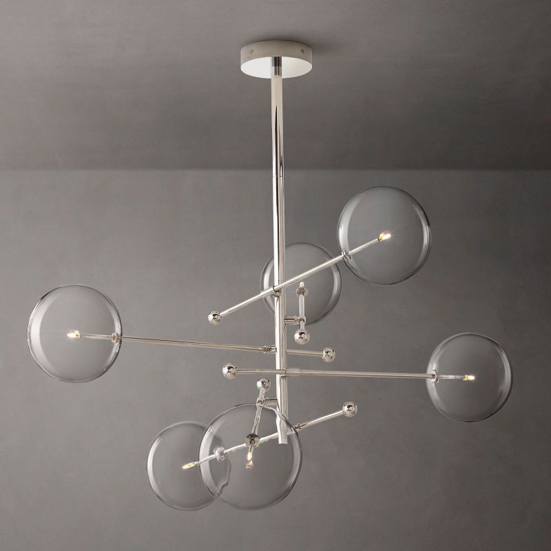 Glass Globe Mobile Six-arm Living Room Chandelier 55"