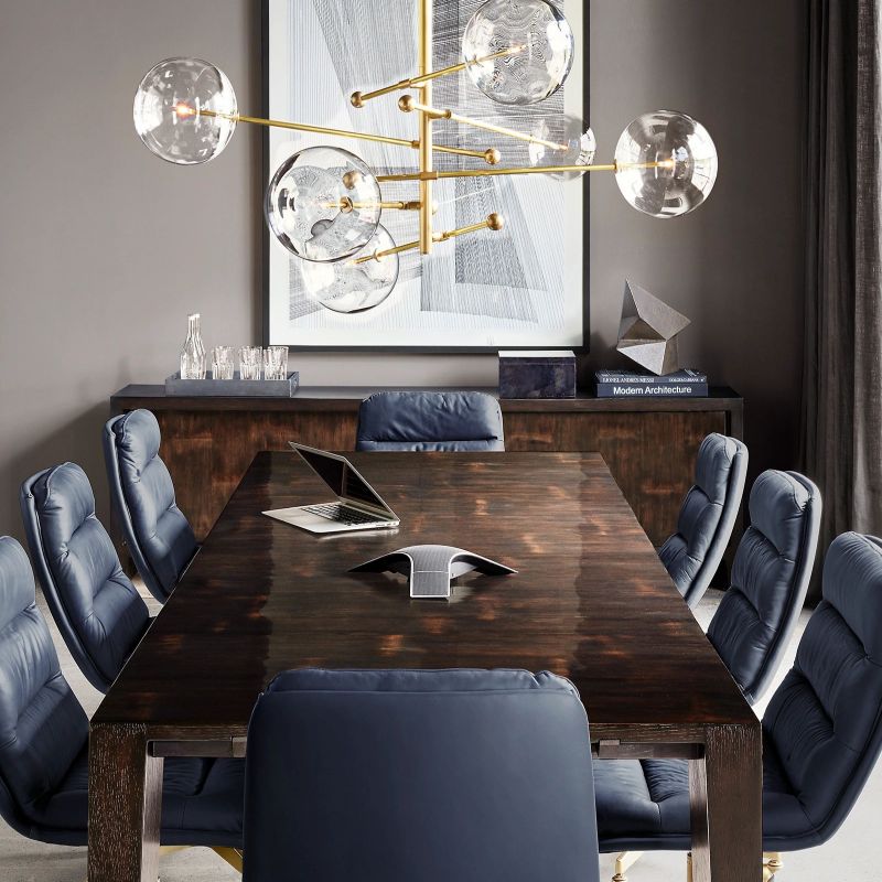 Glass Globe Mobile Six-arm Living Room Chandelier 55"