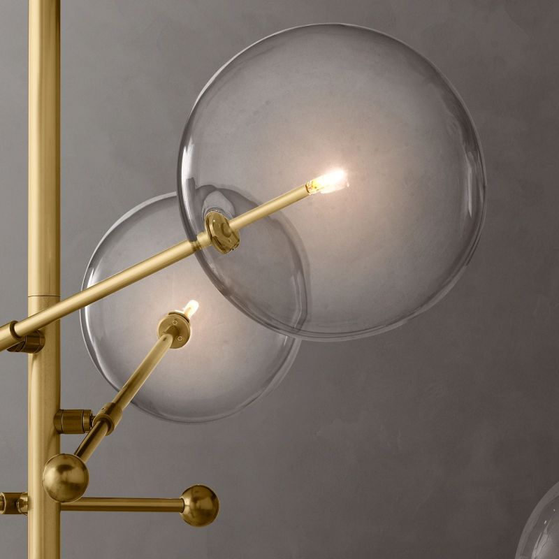 Glass Globe Mobile Six-arm Living Room Chandelier 55"