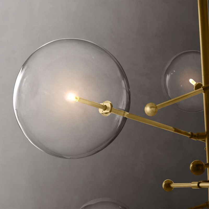 Glass Globe Mobile Six-arm Living Room Chandelier 55"