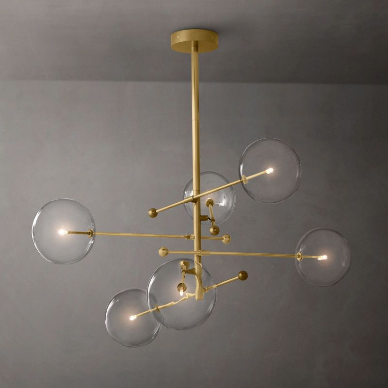 Glass Globe Mobile Six-arm Living Room Chandelier 55"