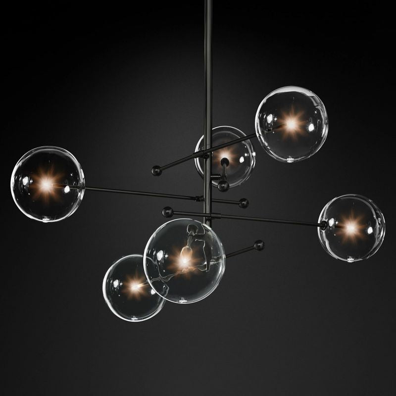 Glass Globe Mobile Six-arm Living Room Chandelier 55"