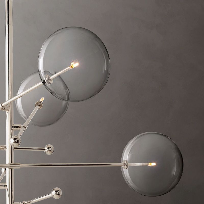 Glass Globe Mobile Six-arm Living Room Chandelier 55"