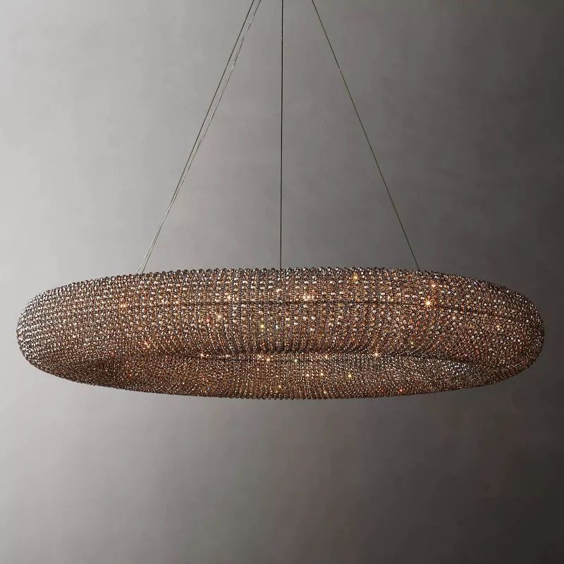 Halo Crystal Round LED Living Room Chandelier 59"