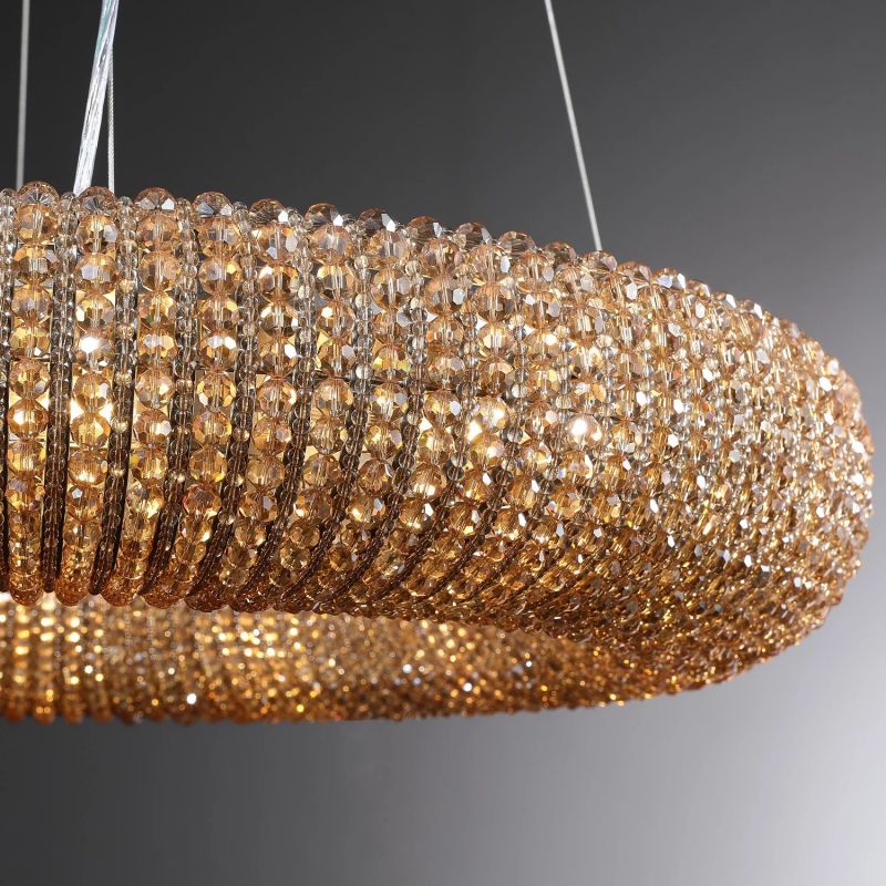 Halo Crystal Round LED Living Room Chandelier 59"