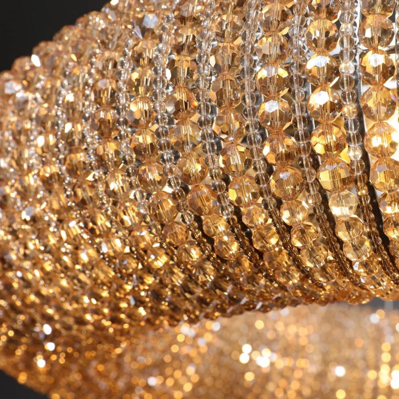 Halo Crystal Round LED Living Room Chandelier 59"