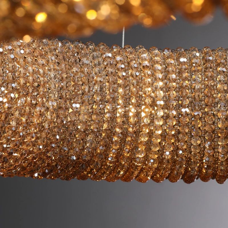 Halo Crystal Round LED Living Room Chandelier 59"
