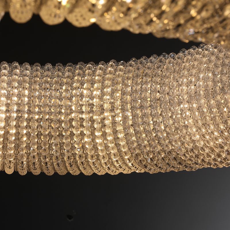 Halo Crystal Round LED Living Room Chandelier 59"