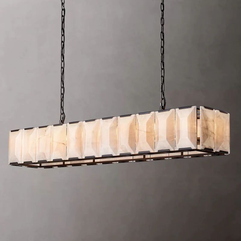 Harlou Alabaster Rectangular Dining Room Chandelier 74"