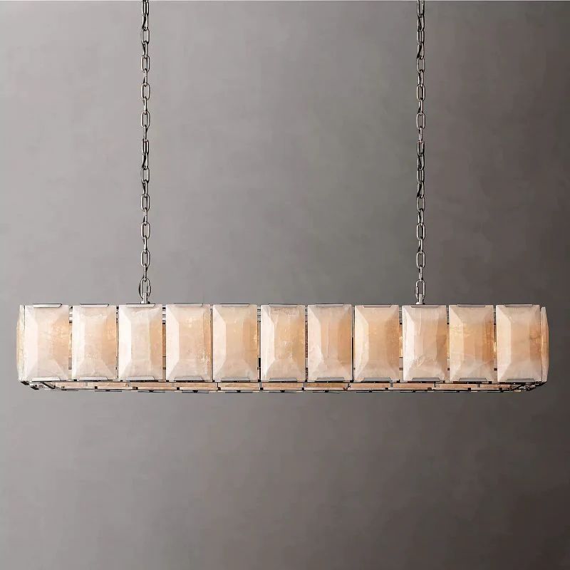 Harlou Alabaster Rectangular Dining Room Chandelier 74"